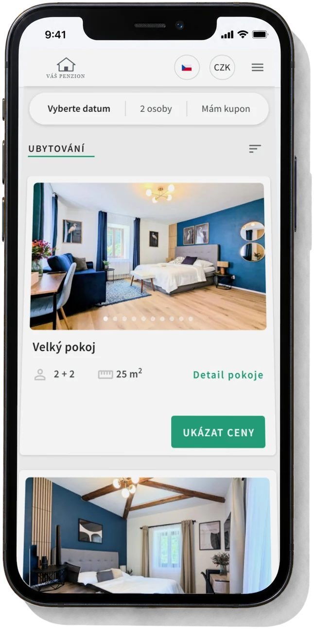 Rezervace Better Hotelu na mobilu: výběr termínu a&nbsp;pokoje