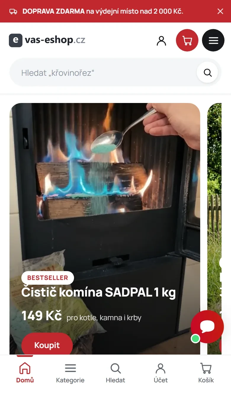 Karta úvodního karuselu na mobilu