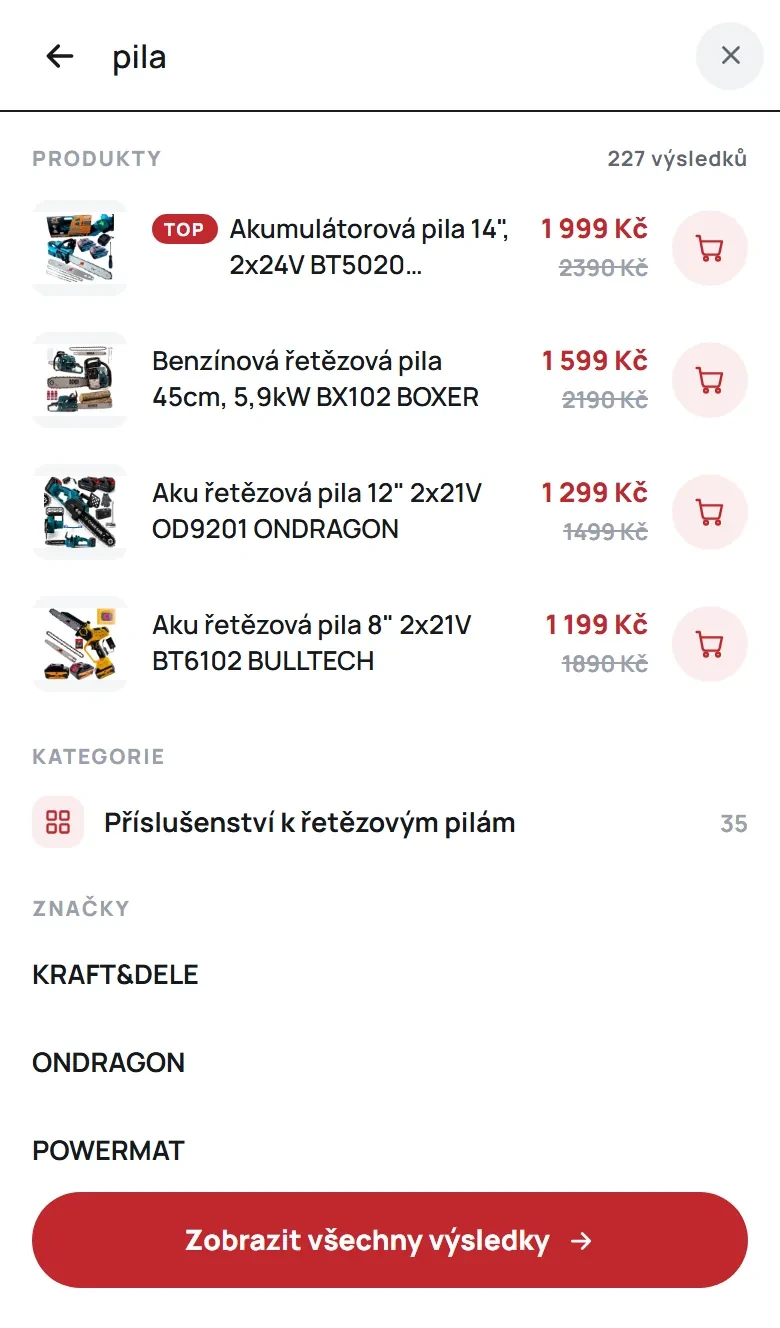Vyhledávání na mobilu přes celou obrazovku