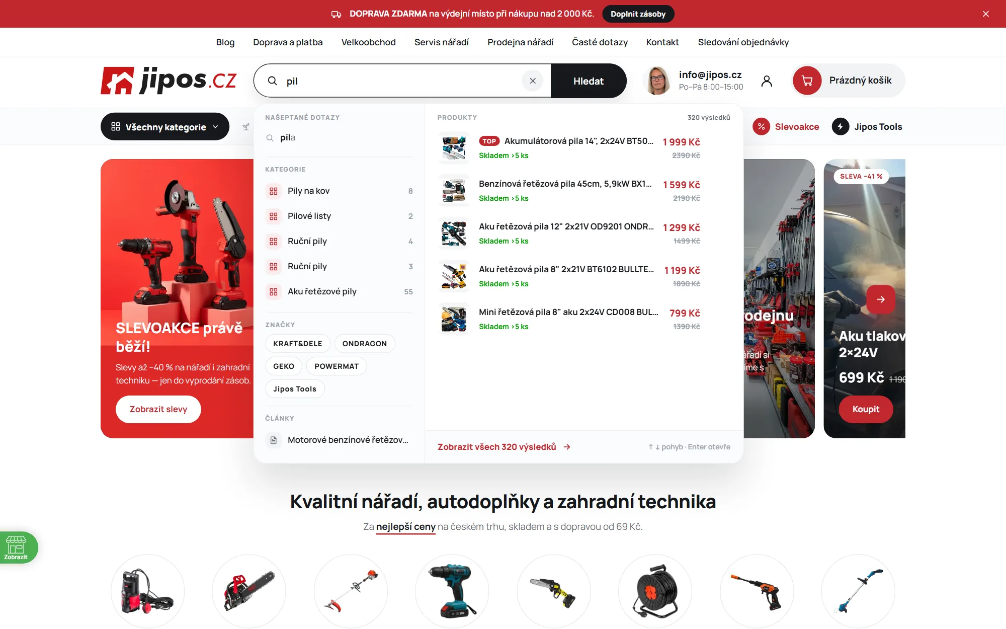 Našeptávač vyhledávání na jipos.cz s produkty, kategoriemi a značkami